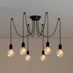 Stoex - plafonnier vintage antique e27 lustre r�tro 6 t�tes noire suspension luminaire d'int�rieur