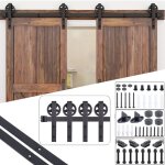 Stoex quincaillerie kit de rail roulettes rond pour porte coulissante hardware pour double porte suspendue ...