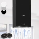 Structura hotte aspirante recyclage et vacuation de l'air, 641m / h max, classe a, led, noire