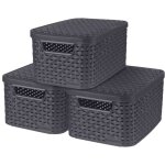 Style set de 3 bo�tes de rangement avec couvercle s - gris - veba