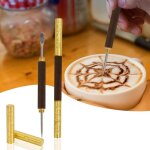 Stylo latte art 2 pi�ce, en acier inoxydable et laiton avec manche en �b�ne pour outils de stylo art ...