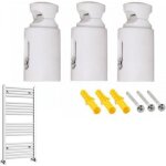 Support mural blanc pour radiateur porte - serviettes, installation r�glable, verticale ou incurv�e.