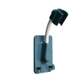 Support de pomme de douche r�glable, avec ruban adh�sif et 2 crochets, bleu / blanc