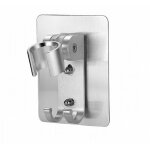 Support pommeau douche, accroche douchette orientable support mural fixation douche adhesif(silver). ...