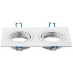 Support de spot encastr� rectangulaire double led v - tac 2 x gu10, corps en aluminium r�glable