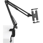 Support tr�pied, bras pliable pour bureau, table, t�l�phone, tablette, noir et gris