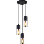 Suspension 3 ampoules en verre - lampe � suspension led ronde noire pour table � manger, salle � manger, ...