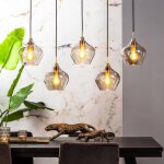 Millumine - suspension 5 lampes karel dor� et verre fum�