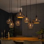 Suspension 7 lampes 135x50x150 cm en m�tal noir - amp