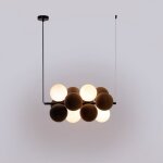 Barcelona led - suspension acoustique horizontale 'drac' - 4 globes lumineux et - marron