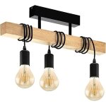 Suspension en bois, douille e27, plafonnier led r�glable, abat - jour noir ? id�al pour maison de campagne, ...
