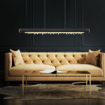 Suspension bois rustique led suspension salle  manger bois clair avec tentures en cristal, mtal acrylique ...