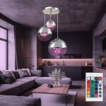 Suspension boules de verre suspension lampe boule lampe de salle � manger suspendue, chrome clair, t�l�command ...