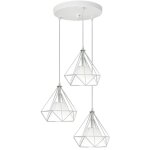 Suspension cage forme diamant contemporain 20cm corde ajustable luminaire lustre en fer blanc e27 salle ...