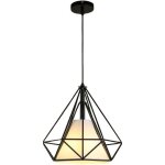 Suspension cage forme diamant contemporain 25cm corde ajustable luminaire lustre en fer salle � manger, ...