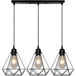 Suspension cage forme diamant contemporain lampe plafonnier corde ajustable luminaire lustre pour cuisine ...