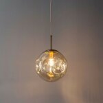 Suspension contemporaine  fossettes en verre ambr - nourot