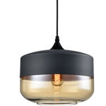 Suspension design cylindre aplatie style retro vintage contemporain , lustre abat - jour en verre corde ...