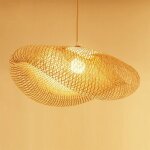 Suspension e27 lustre tissage intrieur vintage bambou naturel luminaire plafonnier hauteur rglable ...