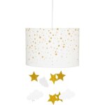 Suspension luminaire blanche avec Étoiles dorées, diamètre 30 cm, pour chambre d'enfant atmosphera Suspension luminaire blanche avec Étoiles dorées, diamètre 30 cm, pour chambre d'enfant atmosphera