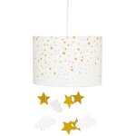 Suspension luminaire blanche avec �toiles dor�es, diam�tre 30 cm, pour chambre d'enfant atmosphera