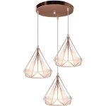 Suspension filaire en forme diamant 25cm stoex , or rose lustre abat - jour pour salon cuisine salle ...