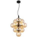 Suspension globe avec abat - jour en verre ambr� noir mat, 13 boules g9