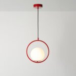 Suspension globe en verre  kate  - e27 - rouge