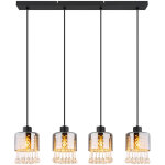 Suspension lampe suspendue plafonnier m�tal noir cristaux de verre l 82, 5 cm