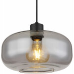Lampe led � suspendre lampe de table � manger verre fum� salon rond noir, m�tal r�tro, 1x e27 filament ...