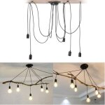 Suspension luminaire 5 t�te lustre araign�e cr�atif eclairage d�cor noir