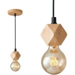 Suspension luminaire chambre bois naturelle lustre industrielle vintage lampe � suspension rustique e27 ...