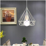 Suspension luminaire contemporain cage diamant lampe de fer pour couloir entrée chambre blanc Suspension luminaire contemporain cage diamant lampe de fer pour couloir entrée chambre blanc
