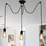 Suspension luminaire contemporain e27 3 douille diy lustre de araigne noir