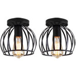 Suspension luminaire industrielle cage mtal noir 20cm 2 pack plafonnier vintage rtro