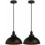 Suspension luminaire industrielle vintage rtro e27 29cm plafonnier lustre abat - jour mtal noir 2pcs ...