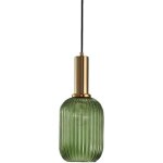 Suspension luminaire industrielle vintage en verre nervur�, plafonnier avec fini en laiton poli lustre, ...