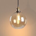 Suspension luminaire d'int�rieur industriel lustre r�tro e27 plafonnier en verre noir pour cuisine salon ...