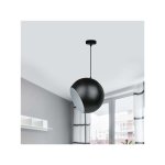 Suspension luminaire lampe led boule noire design pour plafond en mtal