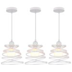 Suspensions luminaires moderne lustre plafonnier de design � spirale en cascade lampe m�tal �20cm blanc ...