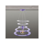 Suspension luminaire violet en m�tal ? 5 anneaux superpos�s ? hauteur 55 cm ? compatible ampoules led ...