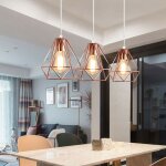 Axhup - suspension lustre contemporain lustre cage diamant mtal e27 20cm or rose
