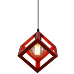 Suspension lustre en forme de cube suspension luminaire moderne plafonnier rtro vintage rouge
