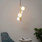 Suspension moderne laiton et verre blanc - oromia