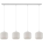 Suspension riffle blanc 4 abat - jour plats cylindre blanc e27