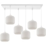 Suspension riffle blanc 6 abat - jour plats cylindre blanc e27