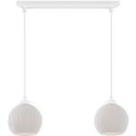 Suspension riffle blanche 2 abat - jour blanc plat boule e27