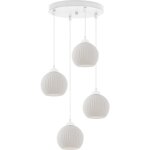 Suspension riffle blanche 4 abat - jour plats blanc boule e27