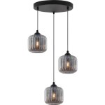 Suspension riffle noire � 3 abat - jour plats en graphite cylindre e27