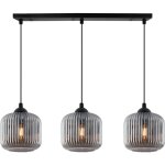 Suspension riffle noire � 3 abat - jour plats en graphite cylindre e27